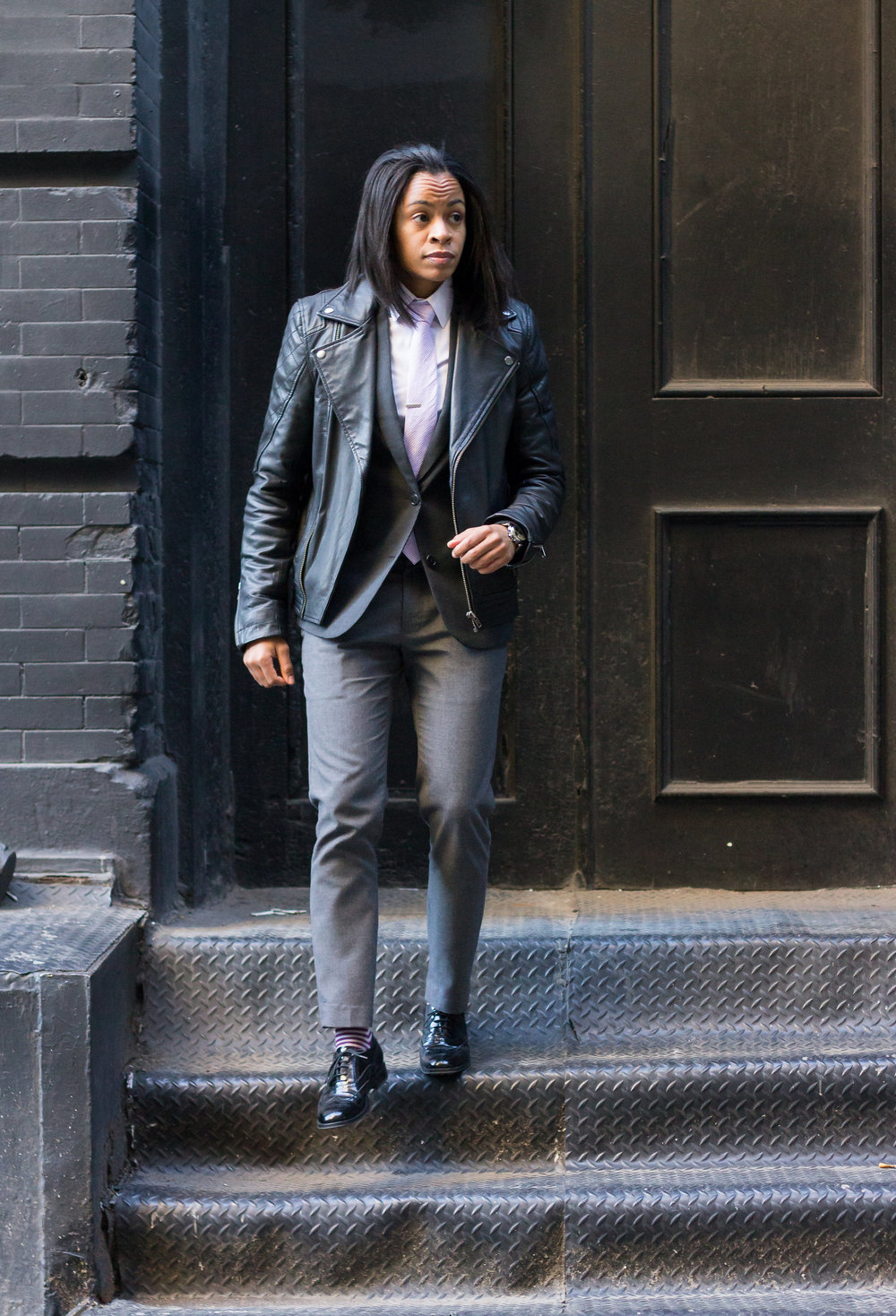 Back View of Going Handsome Man in a Leather Jacket and Trouser Stock Image  - Image of step, background: 115052915